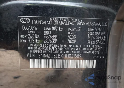 2017 Hyundai Santa Fe Sport 2.4L z USA, uszkodzony, nr VIN 5NMZU3LBXHH031889